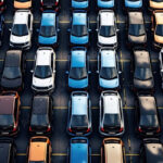 aerial of cars parked in a lot
