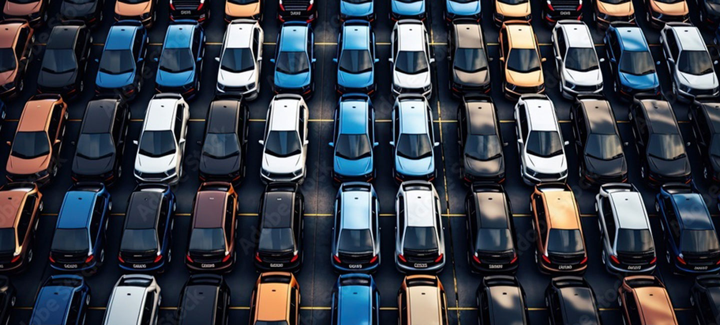 aerial of cars parked in a lot