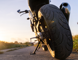 Close up to motorcycle wheel